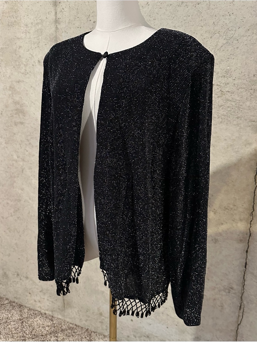 Y2K Black Shimmer Evening Jacket Quiet Luxury Vintage Size XXL